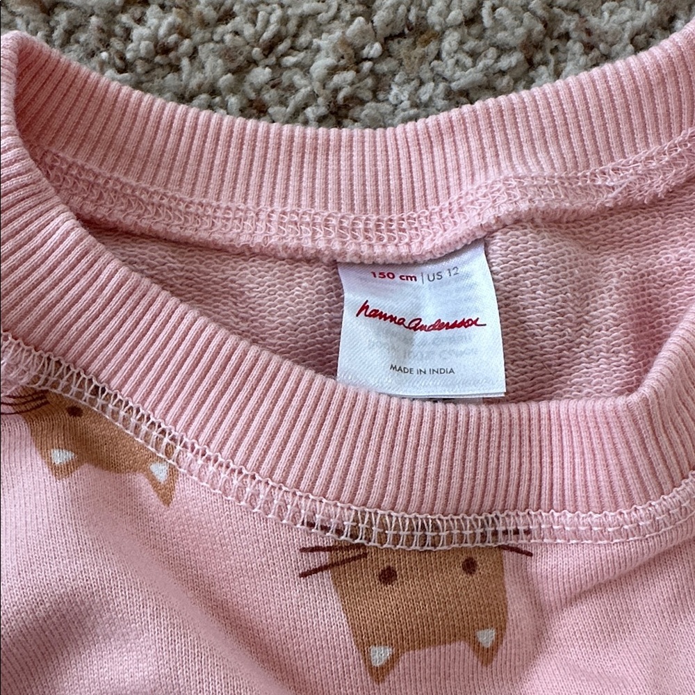 Hanna Andersson Pink Sweatshirt with Brown Cat Design - Picture 3 of 3